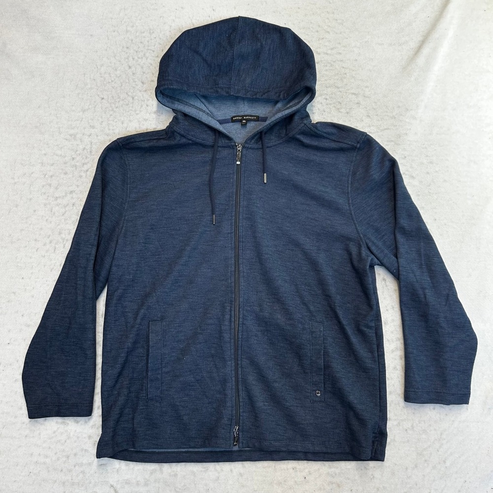 Robert Barakett Full Zip Hoodie Mens XXL Blue Quiet Confidence Slub Knit